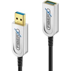 Cable USB FiberX FX-I650-005 - 5 m - USB A Negro, Plata