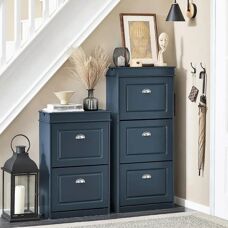 SoBuy Shoe Cabinet - Blue, 3 Drawers, Narrow, Stable
