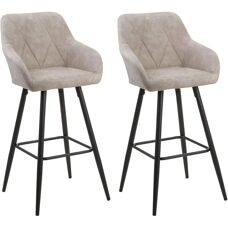 Beliani DARIEN Beige Fabric Armchair Set - Modern Bar Chairs