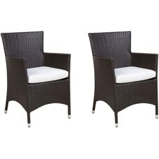 Beliani Gartensessel - Set aus 2 - PE Rattan Dunkelbraun