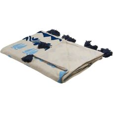 Beliani Modell 130x180cm Baumwolldecke Beige Blau - Decke