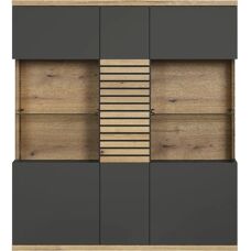 Trendteam Norris grijs/eiken Woon- en Eetkamer Vitrine