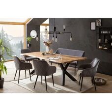 SALESFEVER Eckbankgruppe - Massivholz, Samt, 6 Sitze