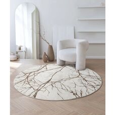 THE CARPET Mila - Eleganter runder beiger Teppich - Teppich