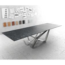 DELIFE Edge 300x100cm Keramik Esstisch - Grau & Stahl