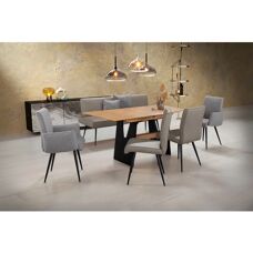 KW Komfort & Wohnen - Giacomo I - stahl/lightgrey - Leder CLOUD - Esstischgruppe