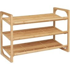 HOMCOM Półka na buty - Naturalna - 3 poziomy, mieści 9 par