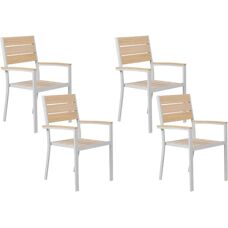 Beliani 4er Gartenstuhl-Set - Modernes Beige Technikholz
