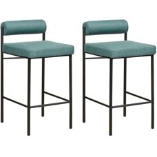 Beliani Set of 2 Teal Polyester Bar Chairs - Bar Chairs