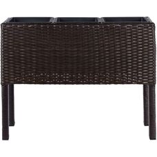 Beliani Braune Rattan Pflanzkübel - 77cm Erhöhter Garten