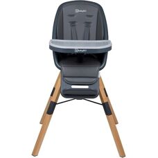babyGO Hochstuhl Carou – 360° drehbar, grau, mit Spielbrett