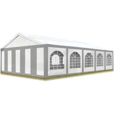 Toolport 5x10m Feesttent - Waterdicht - Grijs-Wit