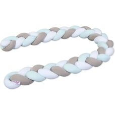 Babybay Nestchenschlange geflochten für Kinderbetten 200 cm - Weiß - Beige - Aqua