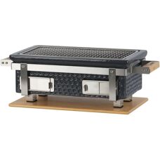 BBQ-Toro Keramik Holzkohletischgrill mit Holzunterlage - Outdoor Hibachi für Camping