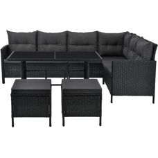 Juskys Polyrattan Lounge Manacor - Gartenlounge mit Kissen