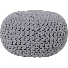 Beliani Tumma Harmaa Kudottu Puuvillainen Puf - 40x25 cm