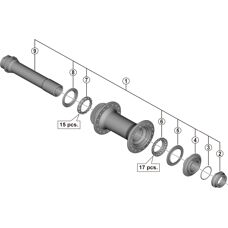 Shimano Deore - Achsset für Vorderrad - 110 mm x 15 mm E-Thru - HB-MT400