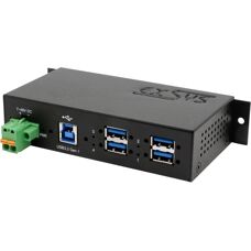 EXSYS EX-1185HMVS-2 Industrie-USB-Hub - 4 Ports - Schwarz