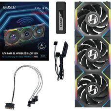 Lian Li UNI FAN SL Wireless LCD 120 Reverse Blade Computer Case 12cm Black - 3 pcs