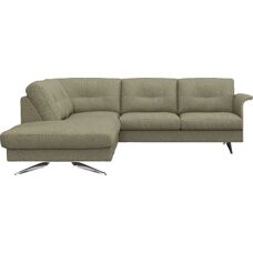 FLEXLUX Glow Ecksofa - Bouclé, Grün, 236cm x 81cm x 224cm