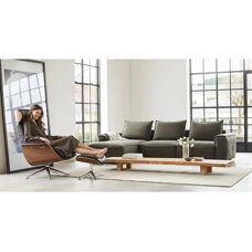 FLEXLUX Volden Beigefarbener Chenille-Fußtisch -Hocker