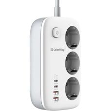 Πολύπριζο COLORWAY - 3 πρίζες, 4 USB, 65W