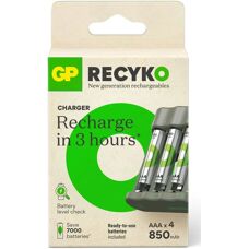 GP Batteries ReCyko+ B441 USB-Ladegerät mit 4x AAA Akkus