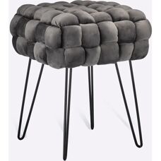 HEINE HOME Hocker - Samtoptik, MDF, Schwarz - Stuhl