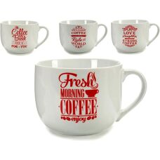 Bigbuy Home Kaffeetasse Rot Weiß 500 ml - Kaffeetasse