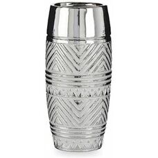 Gift Decor Zilveren Cilinder Gestreepte Vaas - 6 stuks