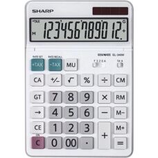 Sharp EL-340W calculator - White, 12-digit LCD, Solar/Battery