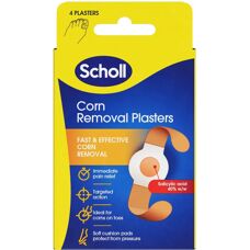Scholl Corn Removal Plasters - Waterproof - 4 Discs & Plasters