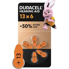 Duracell Orange Größe 13 Hörgerätebatterien - 6 Stück