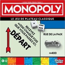 Hasbro Games Monopoly Classique - Jeu de société avec boîte de rangement et grands pions - Jeu de société - Publicité