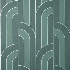 Fine Decor Emerald Silver Cascade Arch Wallpaper - Wallpaper