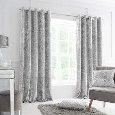 Catherine Lansfield Silver Crushed Velvet Curtains - Curtain