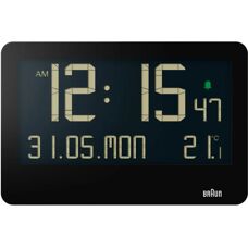 Braun BC14B Black Digital Wall Clock - Alarm, Temperature, Calendar