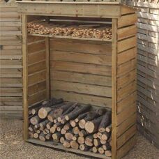 Rowlinson Natural Timber Small Log Store with Shelf