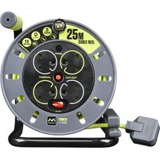Masterplug OMU25134SL-PX PRO-XT Open Cable Reel - 25m, 4-Socket, 240V, 13A