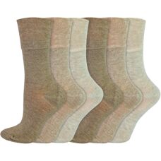 Iomi Womens 6 Pack Bamboo Diabetic Socks - Beige - Socks