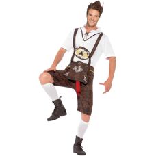 Smiffys Brad Wurst Costume - Lederhosen, Shirt, Hat - Adult