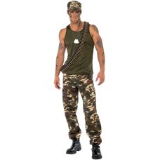 Disfraz de Camuflaje Caqui - Adulto Tema Militar de Smiffys