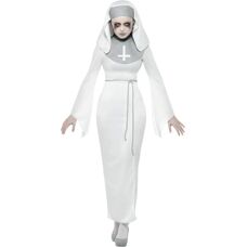 Smiffys Haunted Nun Costume - White - Halloween Fancy Dress