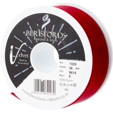 Berisfords Samtband Mini-Rolle - 36mm Dunkelrot Bastelband