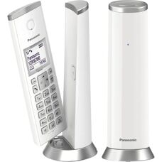 Panasonic White KX-TGK222 Cordless Phone with Call Blocker & Answering Machine