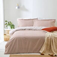 The Linen Yard Hebden Cotton Reversible Duvet Cover Set - Red - Single