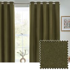 Furn. Dawn Textured Olive Blackout Curtains - Curtain