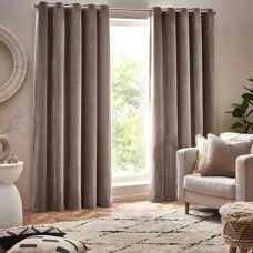 Greige Heavy Chenille Velvet Curtains - Room Darkening - 117x137 cm