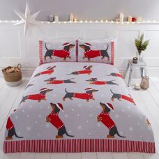 Rapport Dackel durch den Schnee Doppel Weihnachtsdecke Set