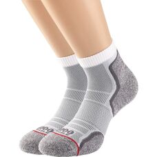 1000 Mile Mens Run Anklet Socks - White/Grey Twin Pack